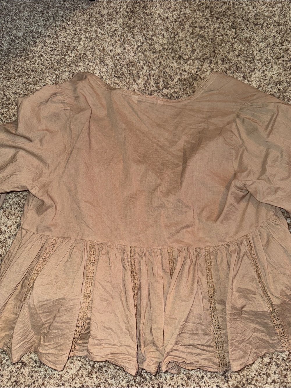 American Eagle Outfitters Taupe Peplum Tie-Front Blouse - Picture 4 of 4
